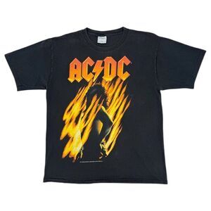 Vintage 2001 AC/DC Bonfire Promo Single Stitch Band T-Shirt Black Large USA